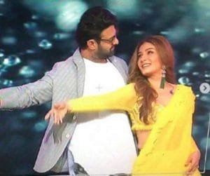 Prabhas dancing with Raveena Tandon