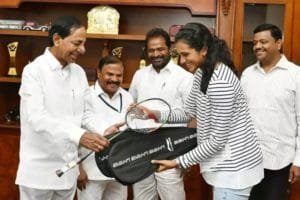 Sindhu Meets CM Kcr In Pragathi Bhavan