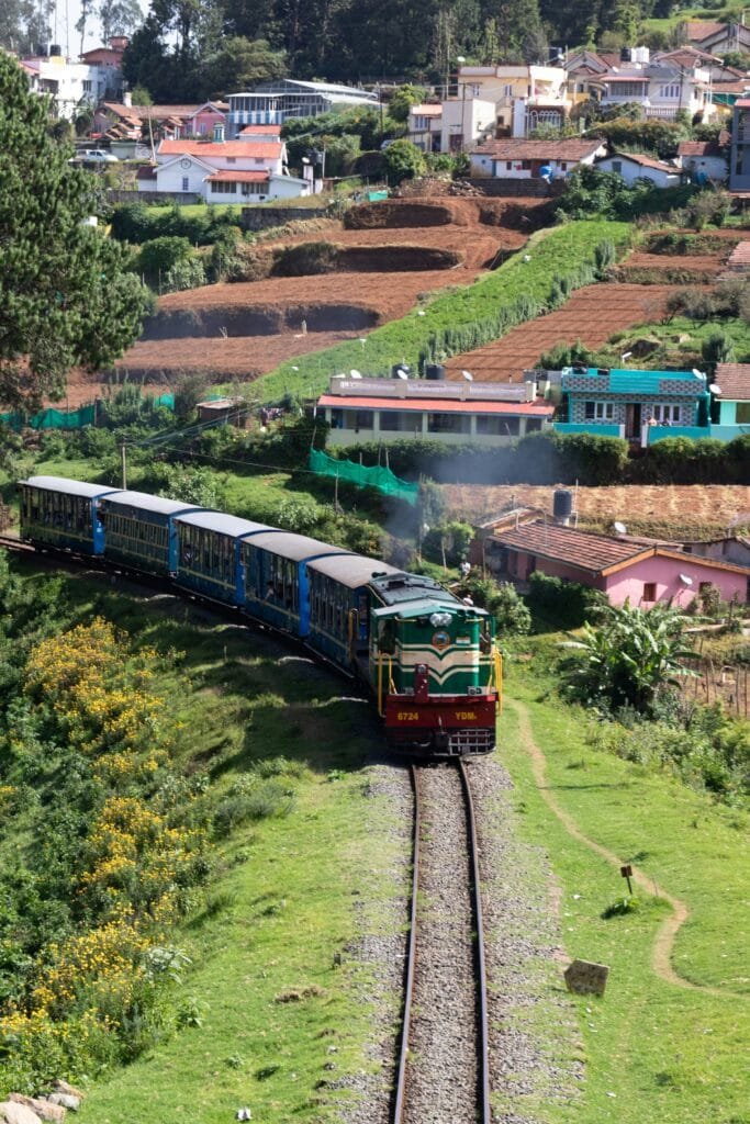 Indian railway train and tracks