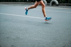 Marathon runner on a road