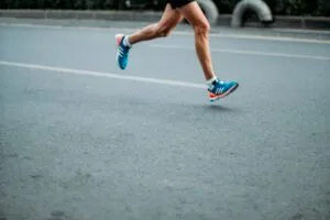 Marathon runner on a road